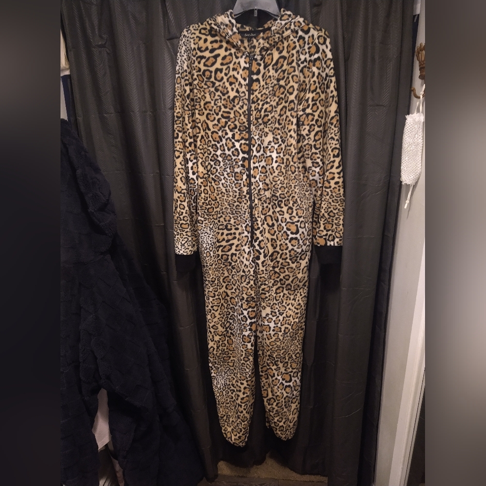 Leopard Print Hooded Onesie